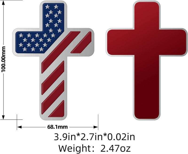 LWQLZY Cross Christian Car Emblem – Patriotic USA Flag Zinc Alloy 3D Badge with 3M Adhesive – Cross Decal for Car, Truck, Window, Door, Toolbox, or Home Decor (Enamel Silver) - Image 5